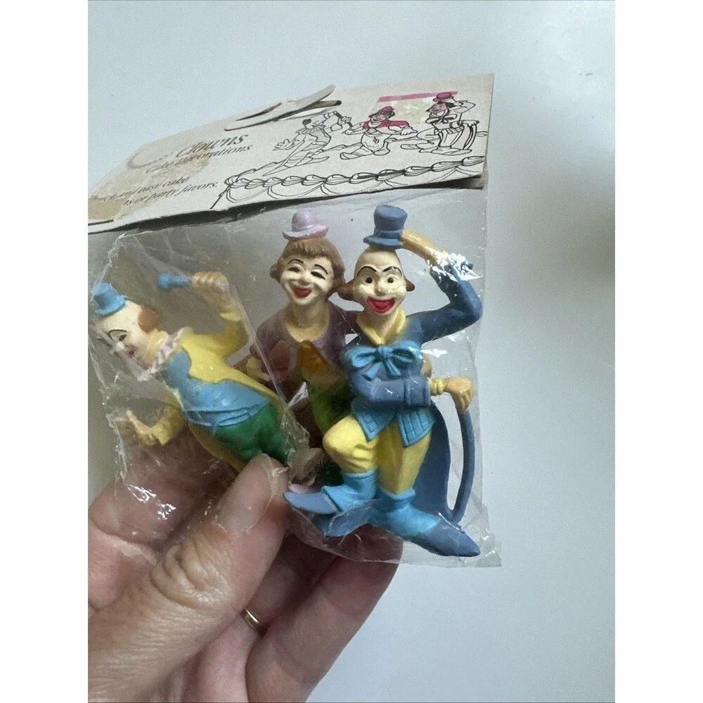 Vintage Wilton Clown 3 Plastic Figurine Cake Topper Circus New